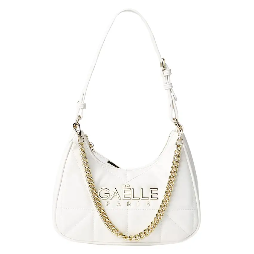 Gaelle Borsetta donna borsa tracolla con matelassè e logo metallo bianca