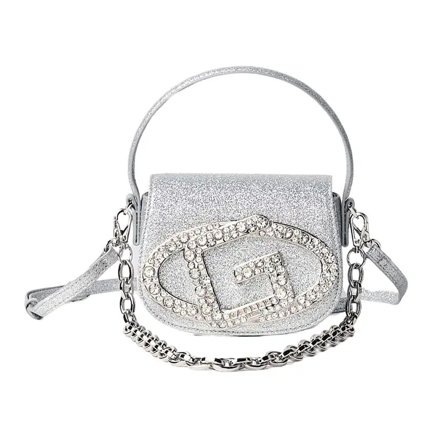 Gaelle Borsetta donna borsa tracolla bianco argento maxi logo