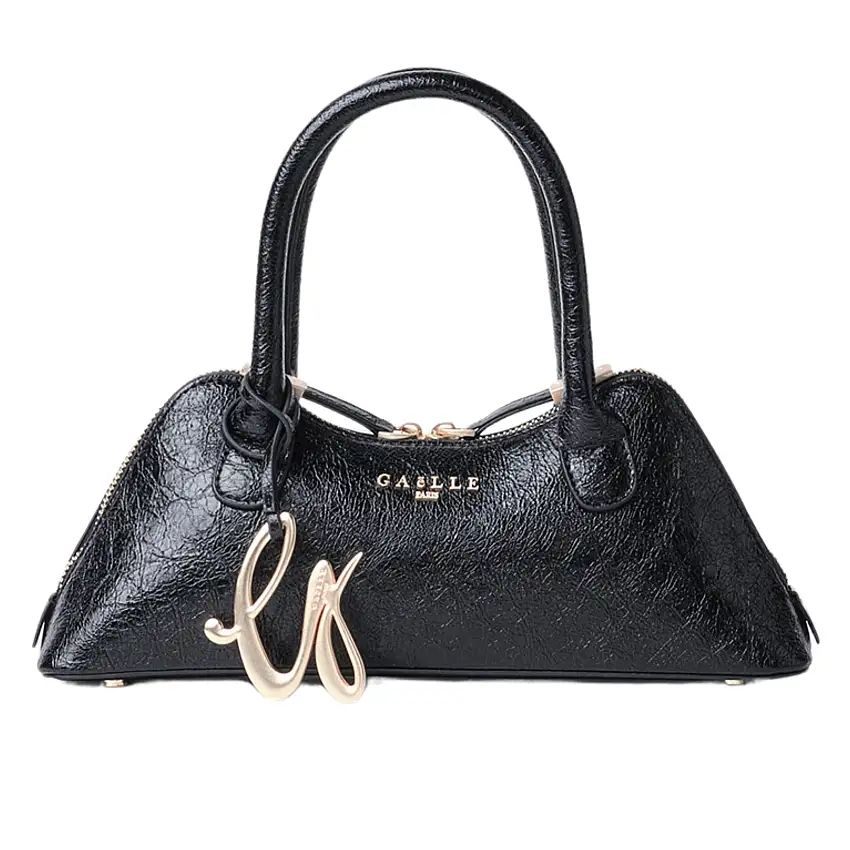 Gaelle Borsetta donna borsa tracolla duffle bauletto effetto stropicciato nero