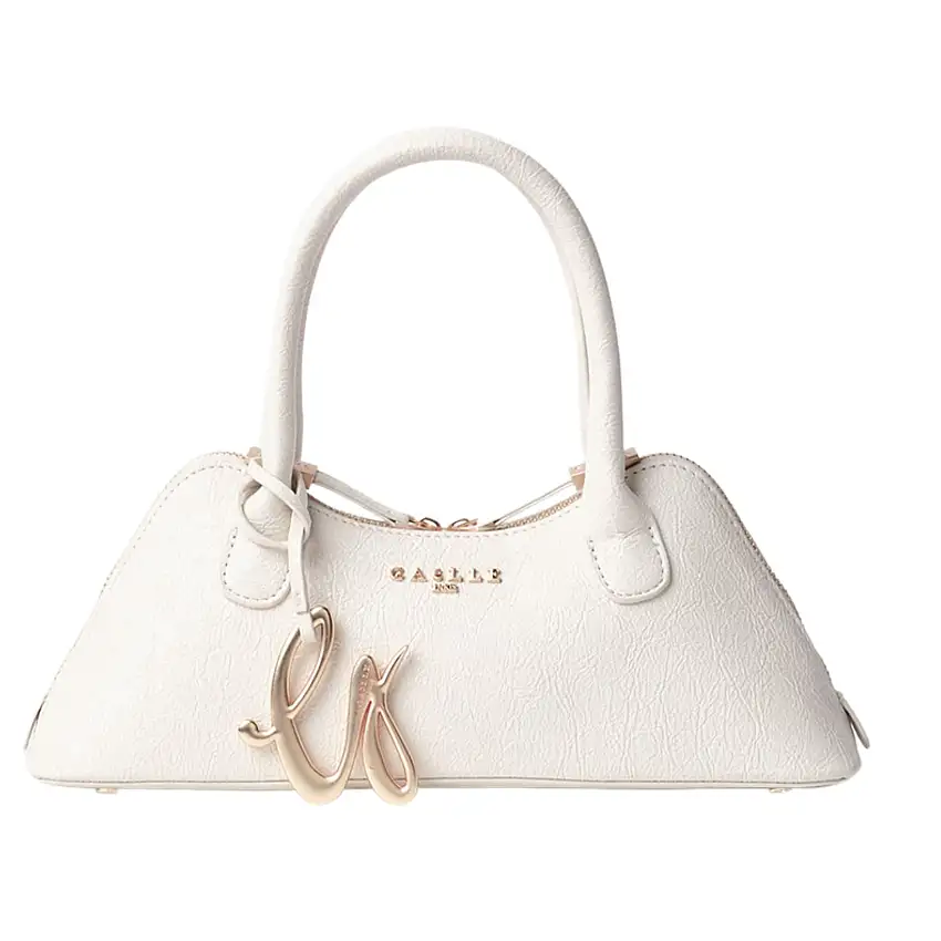 Gaelle Borsetta donna borsa tracolla duffle bauletto effetto stropicciato bianco