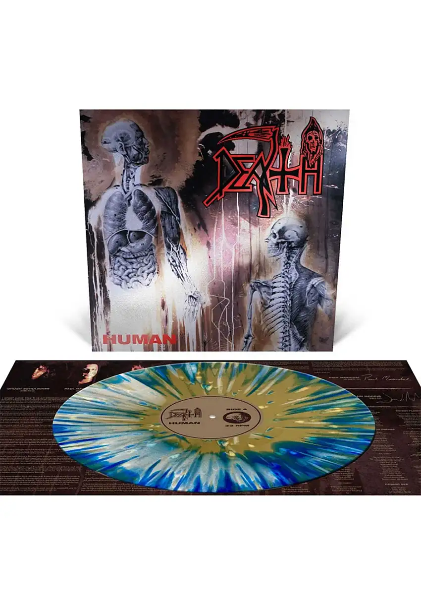 Death - Human Bone White/Blue Jay/Gold Tri Color w/ Bone White/Blue Jay/Gold - Splattered Vinyl