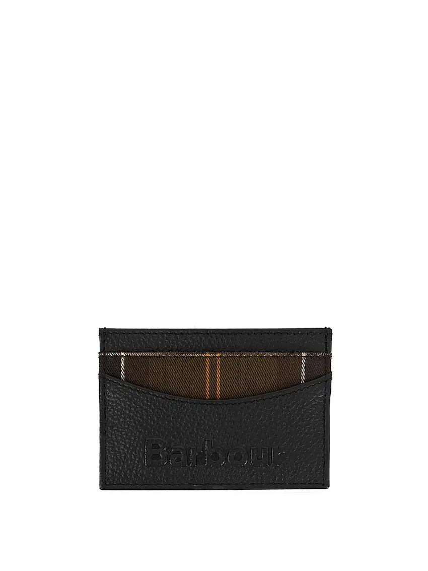 Portatessere Barbour Logo Leather da Uomo - Nero