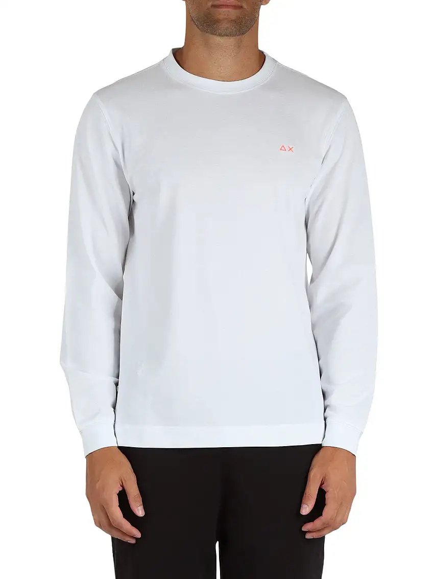 T-shirt Sun68 Solid Pe LS da Uomo - Bianco