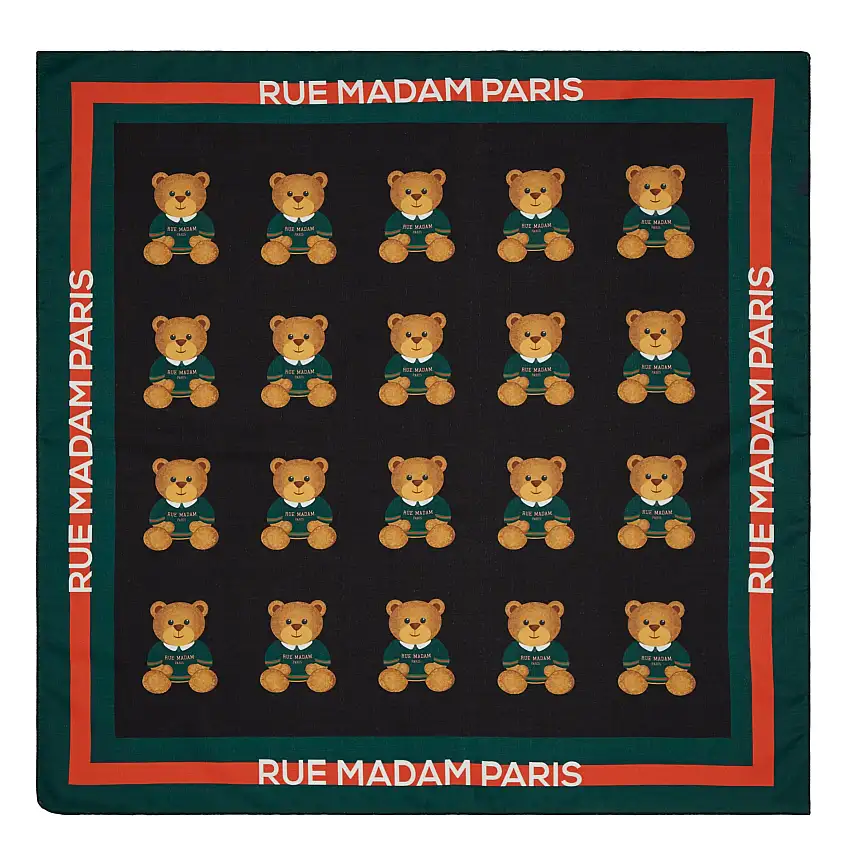 Rue Madam Paris Foulard Carrè MULTI TEDDY BLACK 60x60