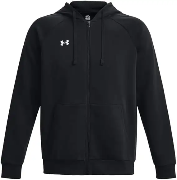 Under Armour felpa full zip pile misto cotone cappuccio RIVAL uomo allenamento UA nero