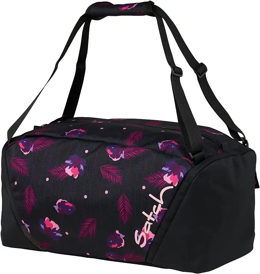 Satch Borsone da Palestra Mustic Nights Duffle 25 litri Nero Fiori Fucsia