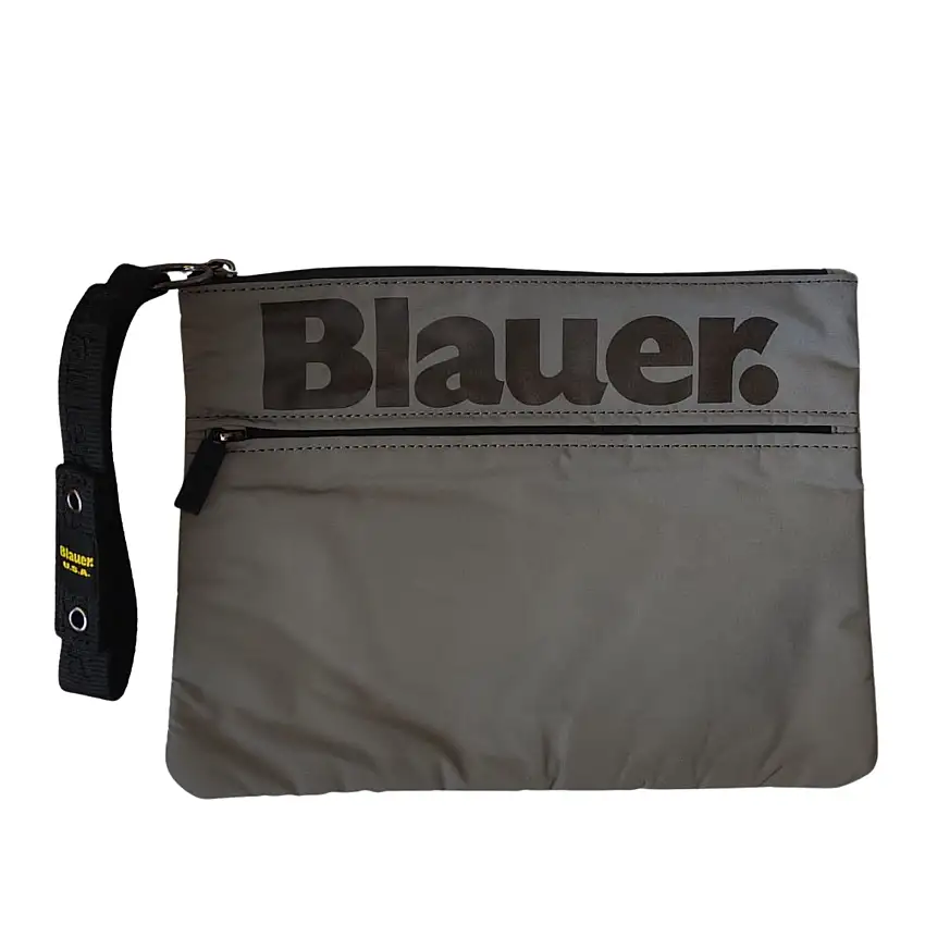 Blauer Borsa Pochette Coney Clutch Donna Uomo sling polso nylon cerato grigio silver