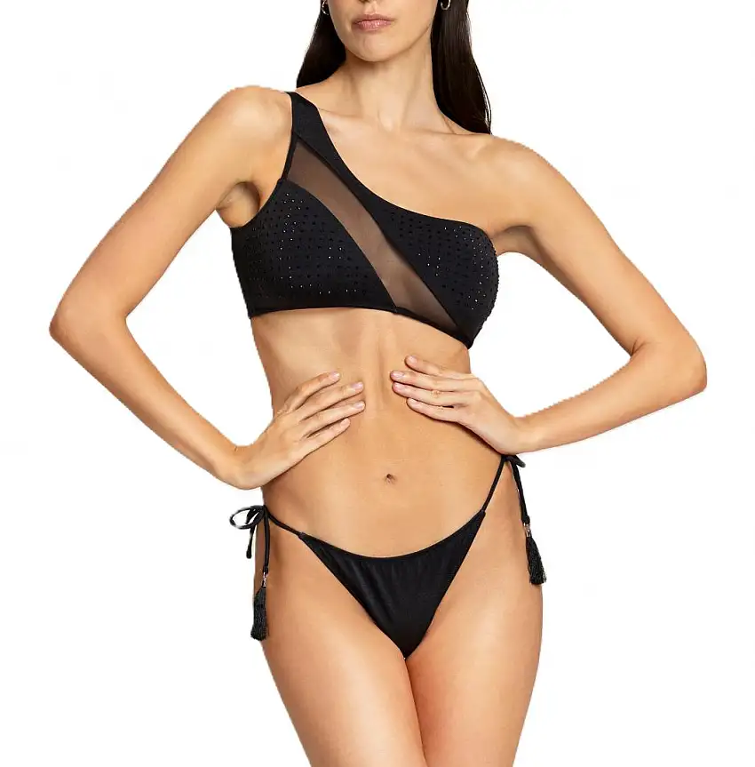 TOP INCROCIO E SLIP Nero