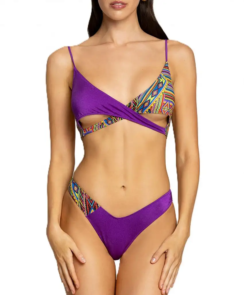 TOP INCROCIO E SLIP Viola