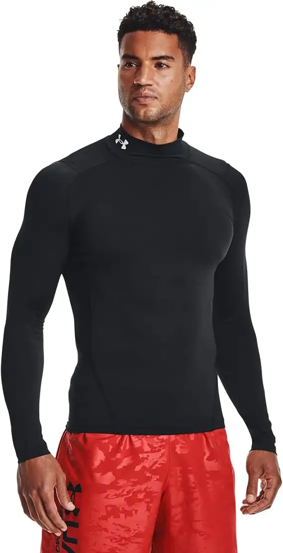 Under Armour maglia manica lunga lupetto compressione allenamento corsa uomo men nero