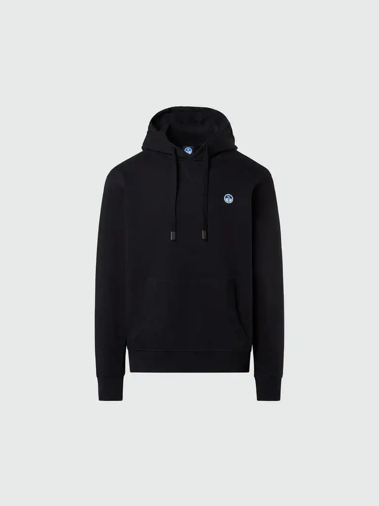North Sails Felpa manica lunga girocollo Hoodie cappuccio e tasca frontale 691084 nero black