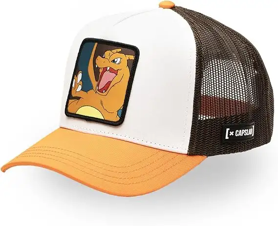 Capslab Cappellino con Visiera Collezione Pokemon Misto Cotone Bianco Arancio Unisex