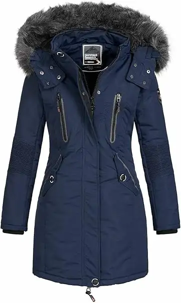 Anapurna Parka Lungo Christina Con Ecofur Sintetica Blu Donna