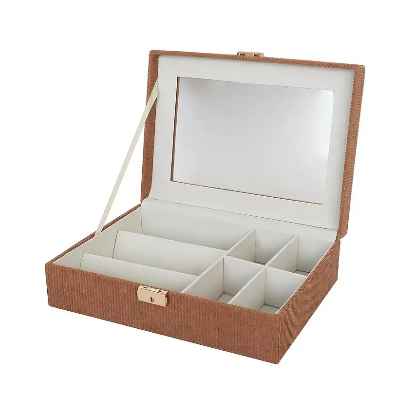 Custodia per orologi Versa Rosso Poliestere Legno MDF 11,5 x 8 x 21 cm 32326674
