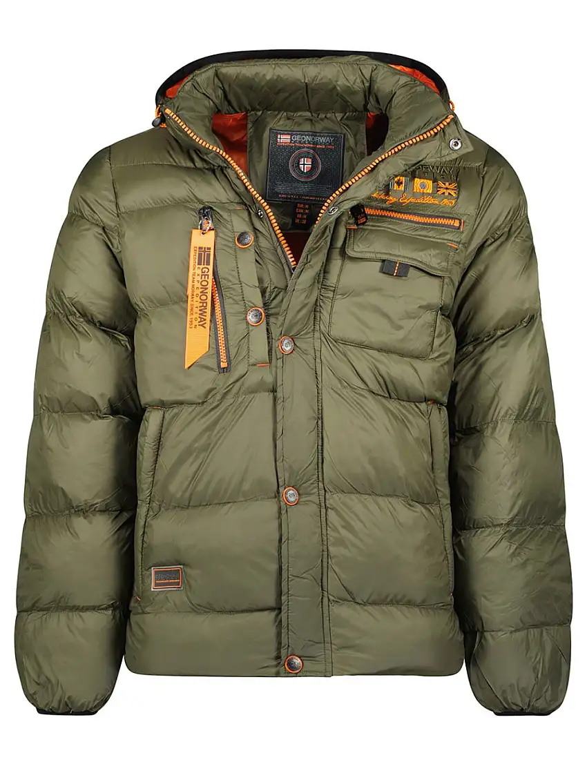 Geographical Norway Piumino Bomber Parka Outdoor Cappuccio Verde Uomo