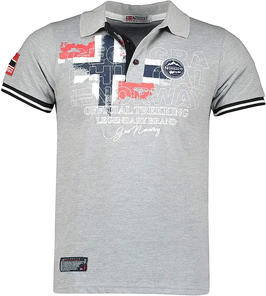 Geographical Norway Manica Corta Maglia Grigio Uomo