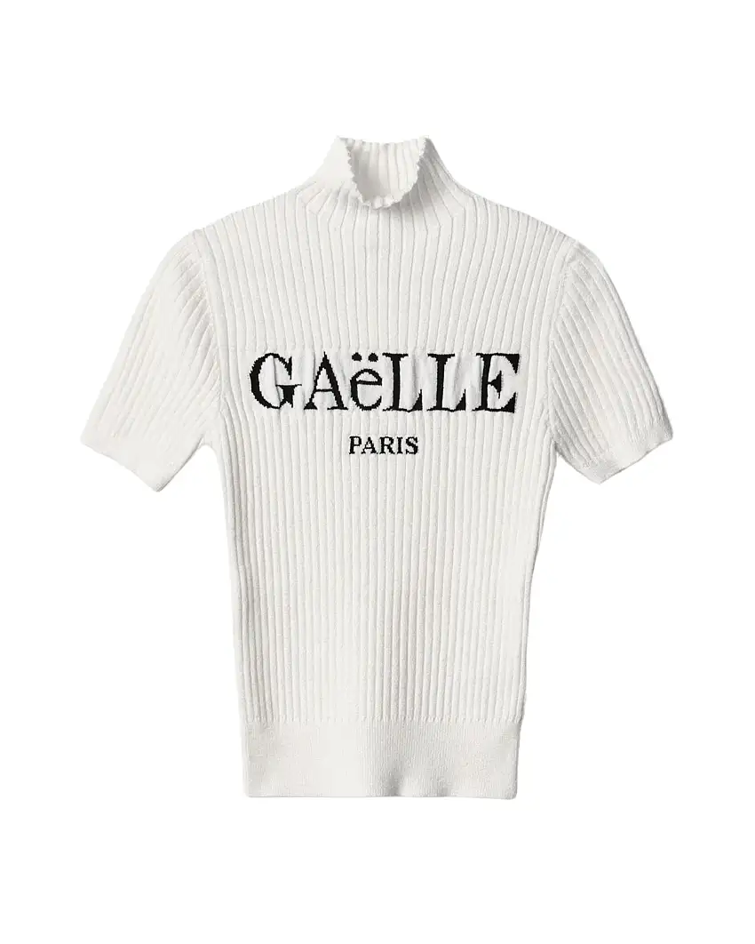 Gaelle Maglia A Coste Logo Big Bianco Donna GAABW01293