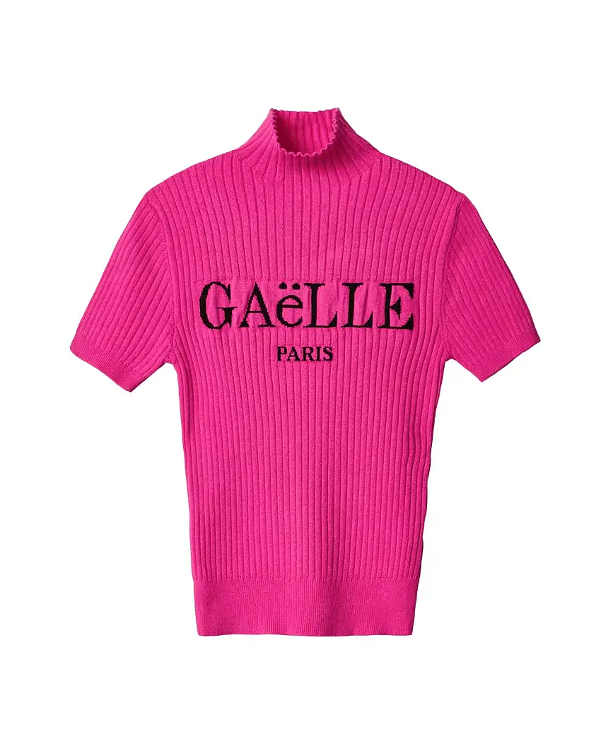 Gaelle Maglia A Coste Pullover Logo Big Viola Donna GAABW01293