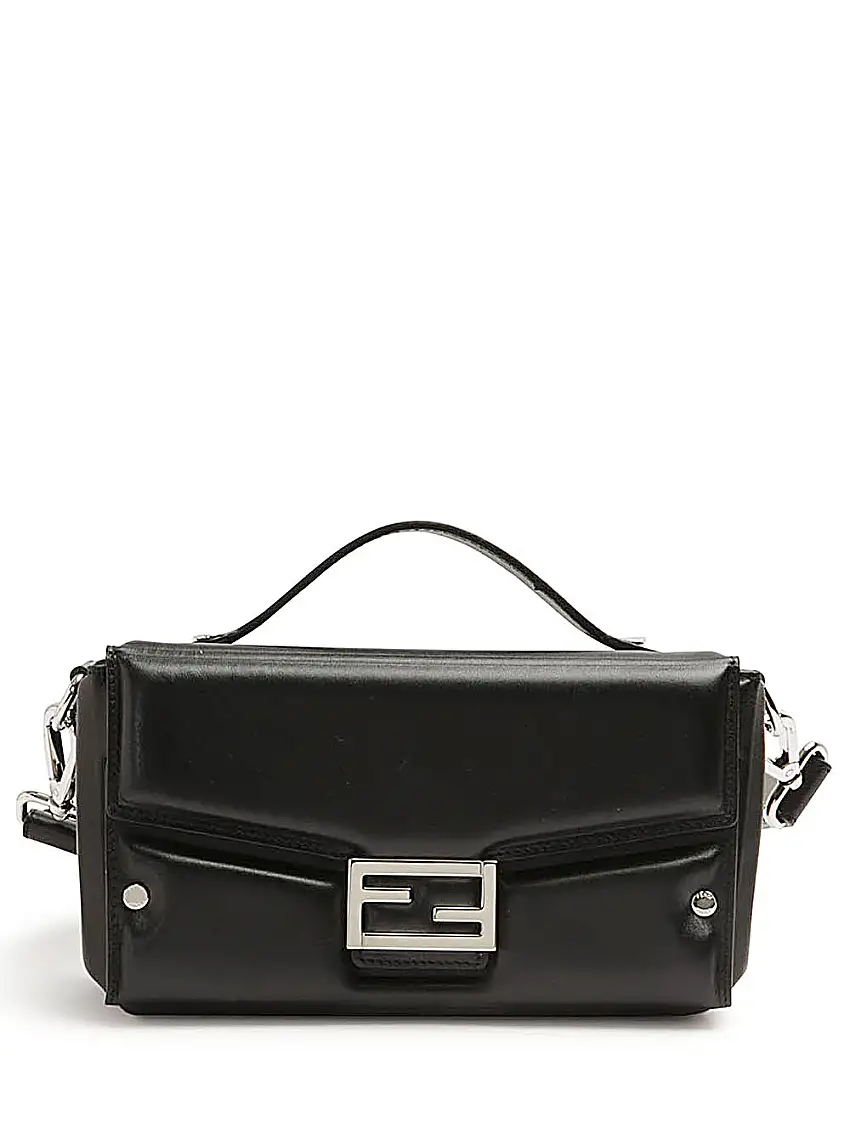 Fendi Baguette Soft TrunkBorsa in nappa imbottita nera