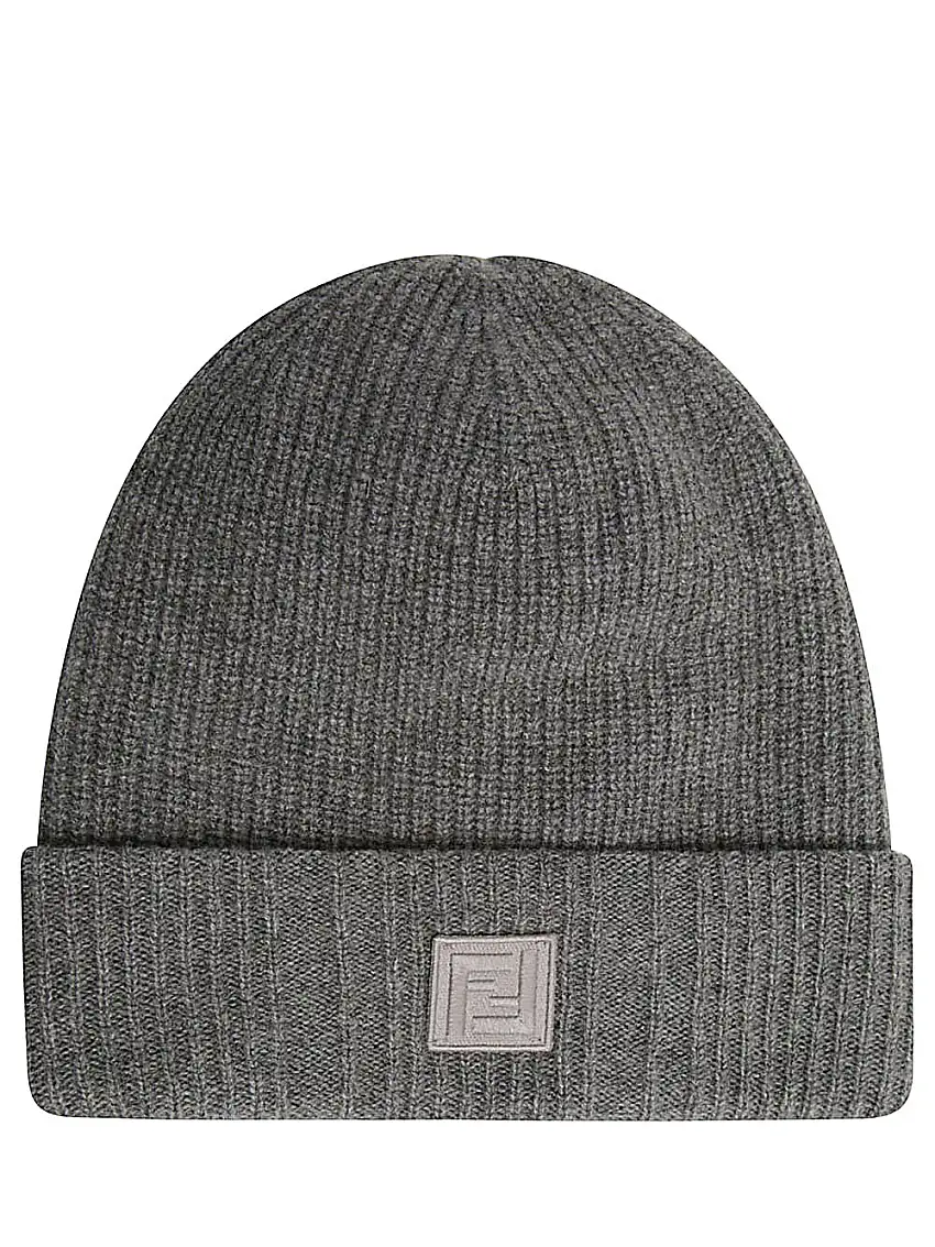 BeanieCappello in lana e cashmere grigio