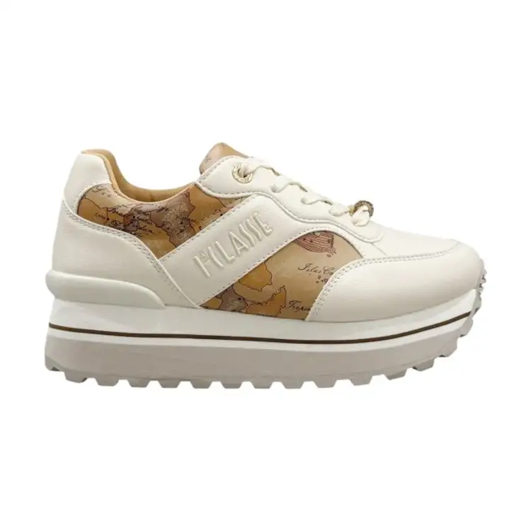 Alviero Martini 1a Classe N 2292 0289 Sneaker Platform Stringato Donna Off White Geo Beige