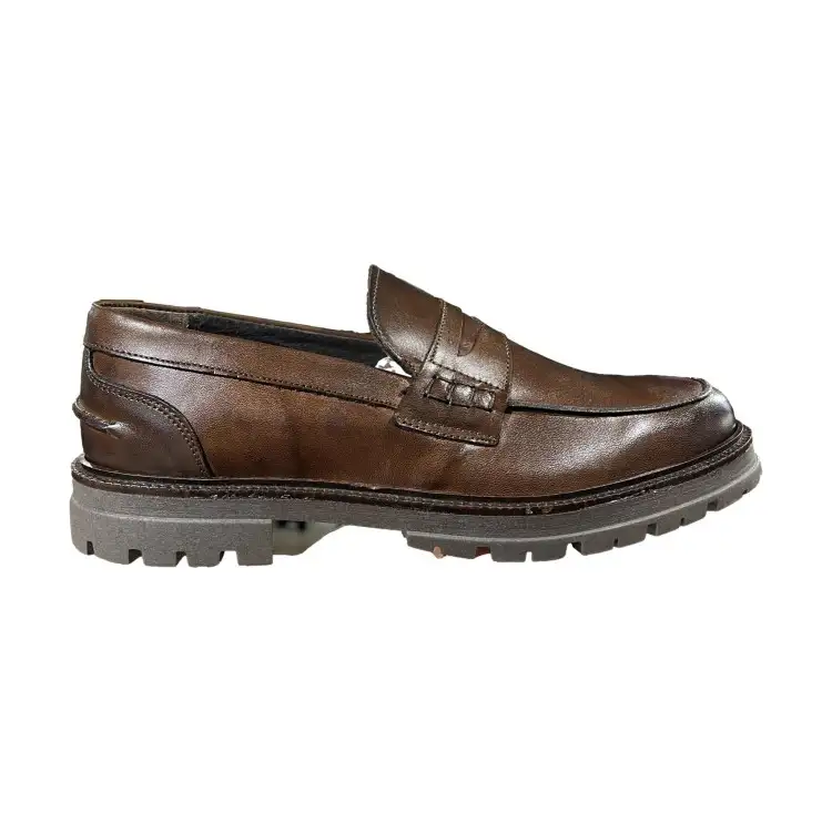 BRUSCIANO Made In Italy 014R  Mocassino Uomo In Vera Pelle Vitello T.Moro