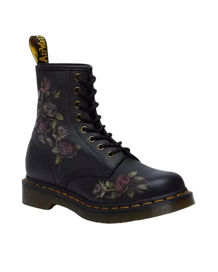 Dr. Martens Stivali 1460 Decayed Roses Classic Tumbled Nappa Nero Donna