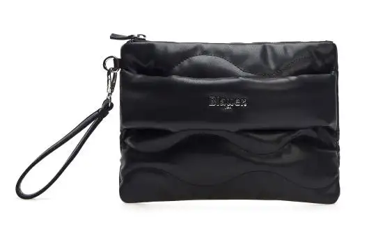 Blauer Borsa Pochette ecopelle wave Borsellina Polso Strip Clutch nero
