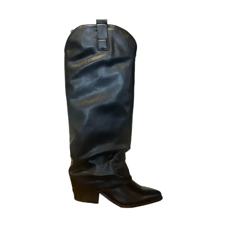 Gold & Gold FD02 Scarpe Donna Stivaletti Camperos Tacco Medio Con Zip Laterale Nero