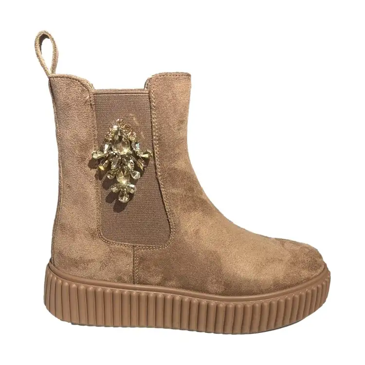 Gold & Gold GB1006 Stivaletto Donna Scamosciato Con Accessorio Laterale Khaki