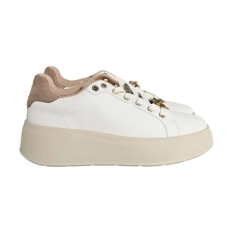 Gold & Gold GB971 Sneakers Donna Platform Stringate Con Accessori Beige