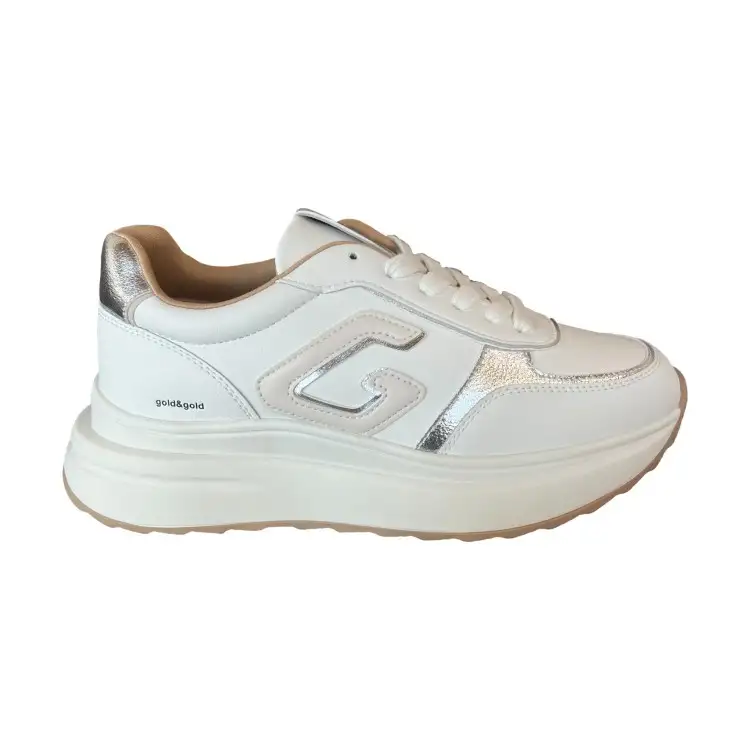Gold & Gold GB981 Sneakers Donna Stringate Platform Bianco