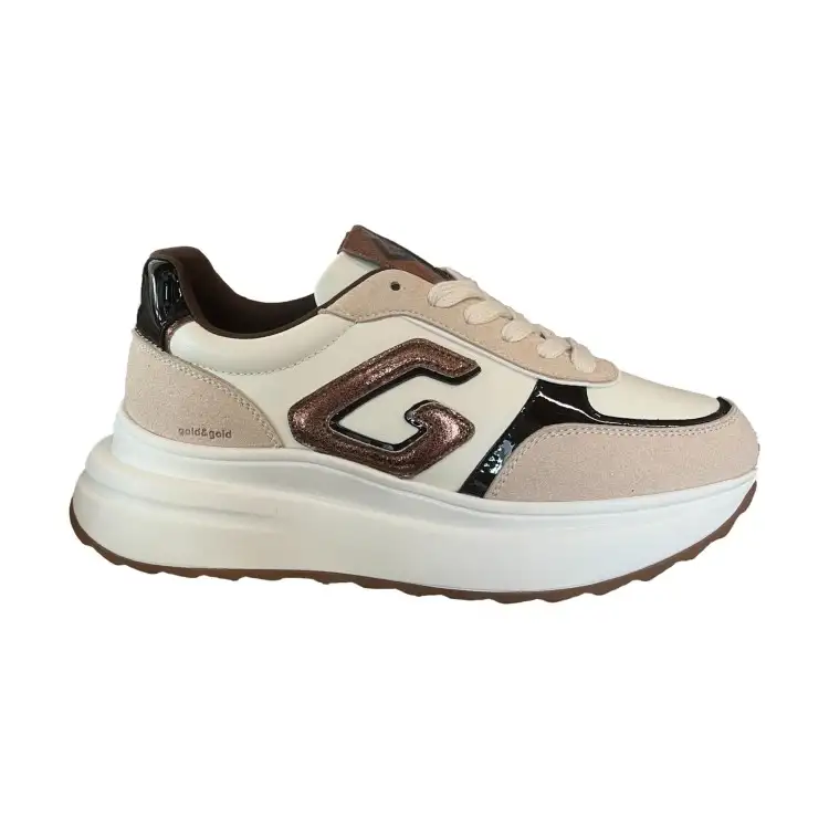 Gold & Gold GB981 Sneakers Donna Stringate Platform Nude