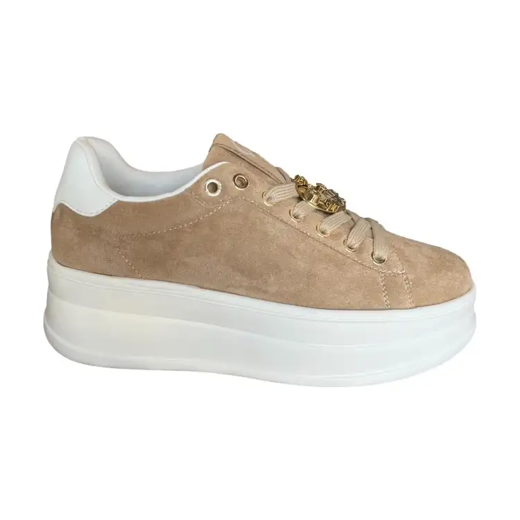 Gold & Gold GB989 Sneakers Donna Stringate Con Accessorio Khaki