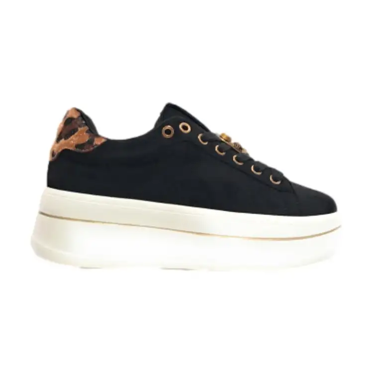 Gold & Gold GB989 Sneakers Donna Stringate Con Accessorio Nero