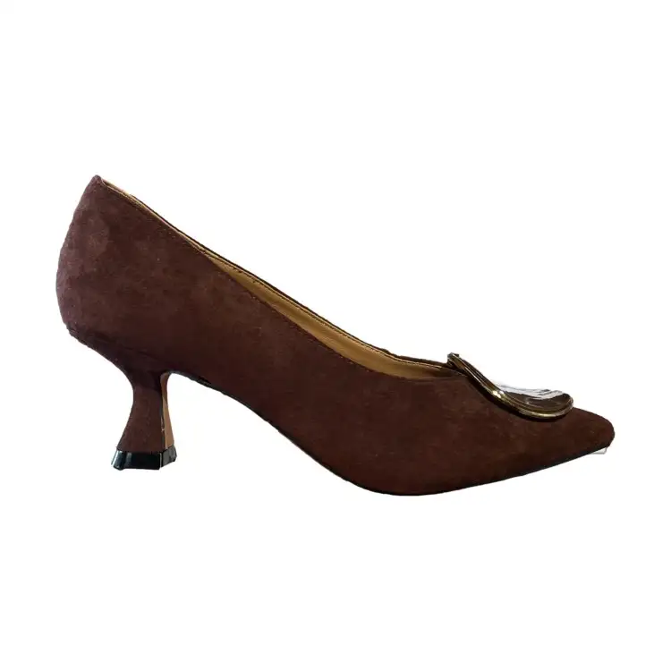 Gold & Gold GD 326 Scarpe Donna Décolleté Tacco Basso con Dettaglio Vernice Brown