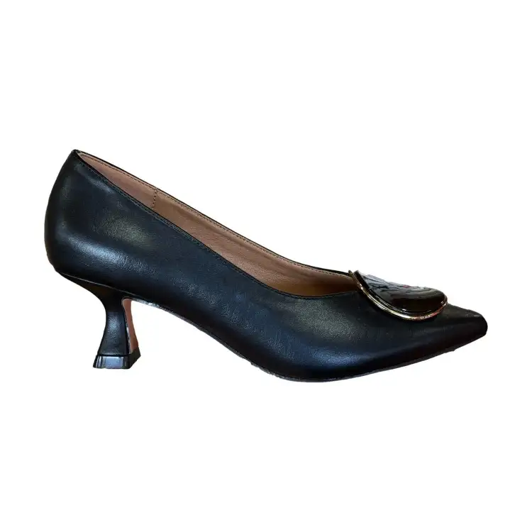 Gold & Gold GD 326 Scarpe Donna Décolleté Tacco Basso con Dettaglio Vernice Nero