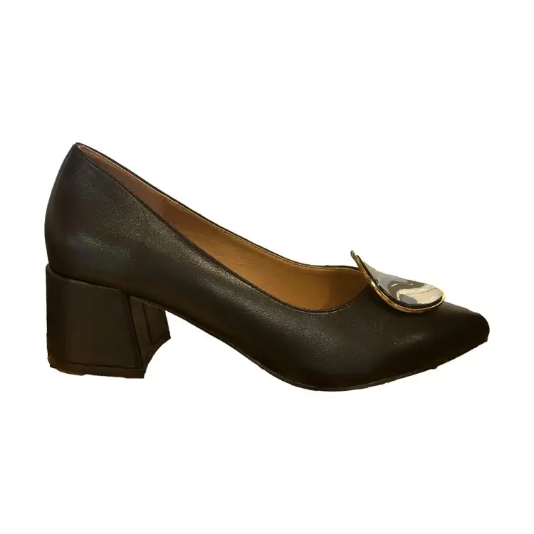 Gold & Gold GD329 Scarpe Donna Décolleté con Tacco Basso e Dettaglio Nero
