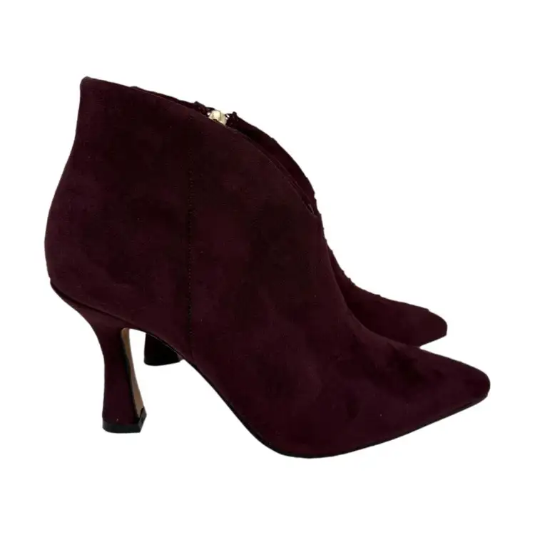 Gold & Gold GD841 Scarpe Donna Stivaletti Tronchetti Tacco Medio Scamosciati Bordeaux