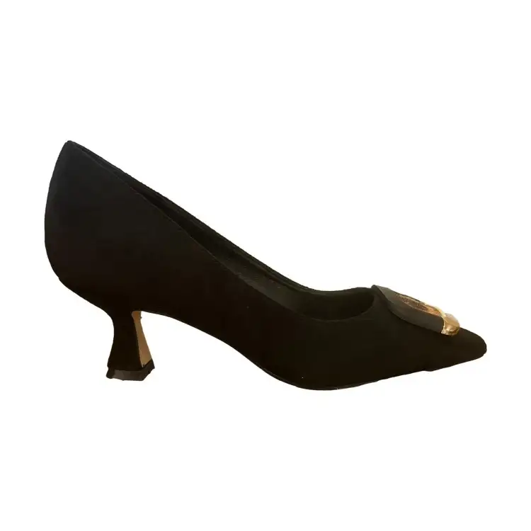 Gold & Gold GP880 Scarpe Donna Décolleté Tacco Basso con Dettaglio Animalier Nero
