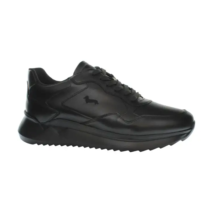 Harmont&Blain 070 11 Sneakers Uomo Stringate In Vera Pelle Nero
