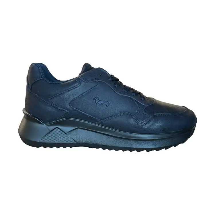 Harmont&Blain 070 12 Sneakers Uomo Stringate In Vera Pelle Blu