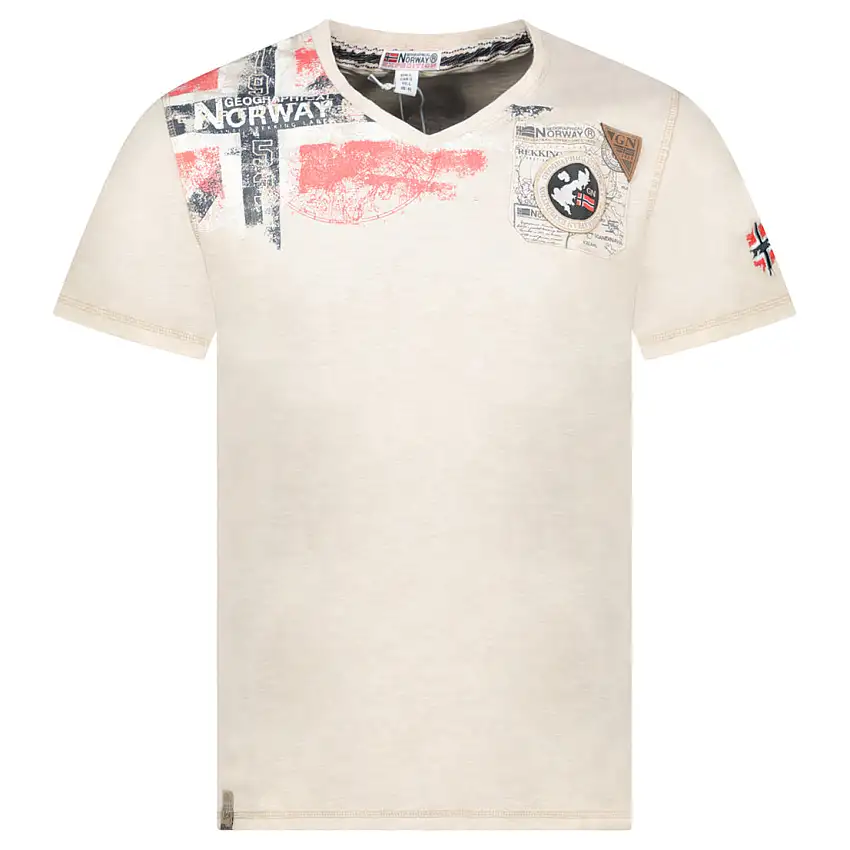 Geographical Norway T-shirt Jamo beige Uomo scollo v