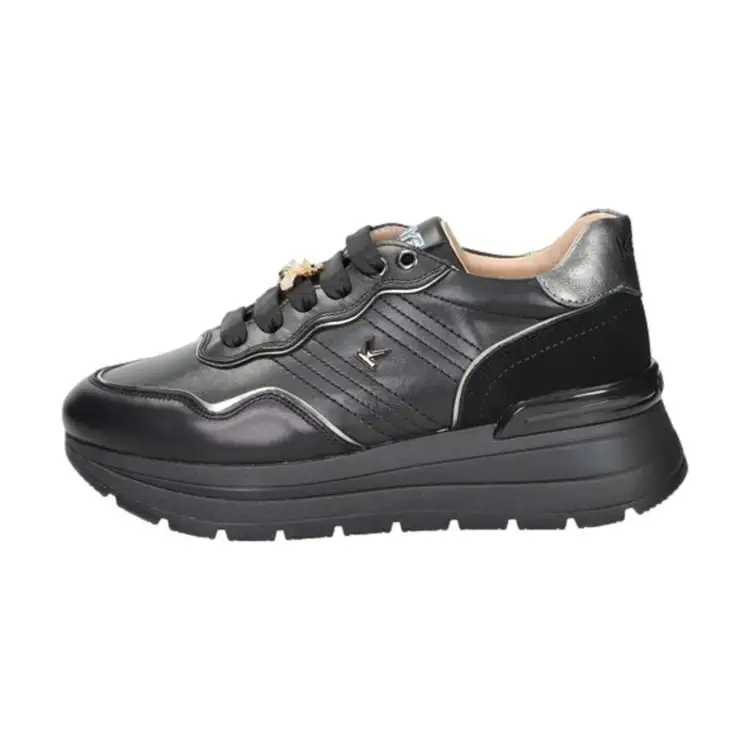 KEYS K 11232  Scarpe Donna Sneakers Stringate Platform Con Accessorio Total Black