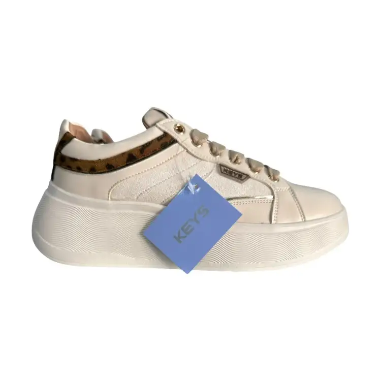 KEYS K 11274 Scarpe Donna Sneakers Stringate Animalier Crema Beige