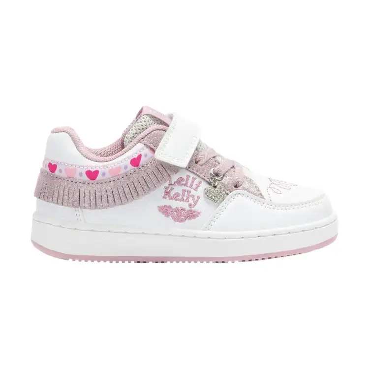 Lelli Kelly 8095 FRANGETTA MIX Scarpe Bambina Sneaker con Lacci Elastici Bianco Cipria