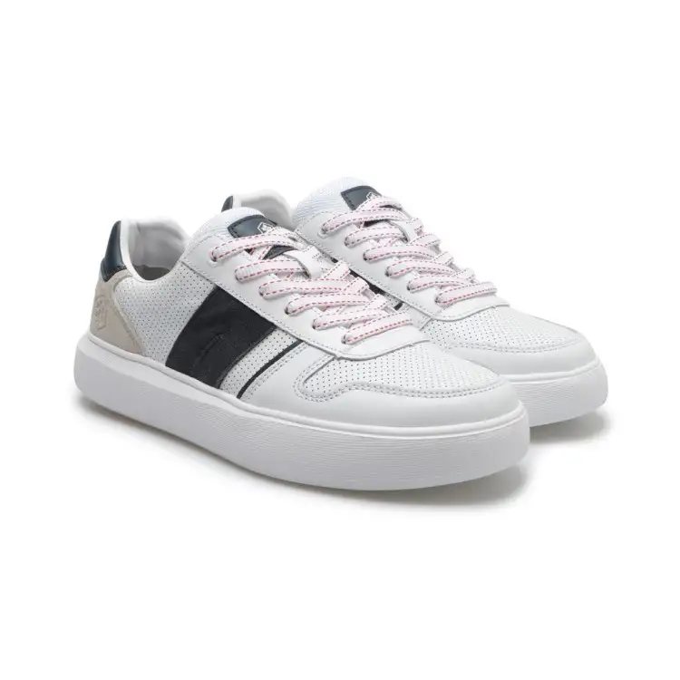 Lumberjack SMI8212  FIVE Sneakers Uomo Stringate In Pelle White Navy Blu