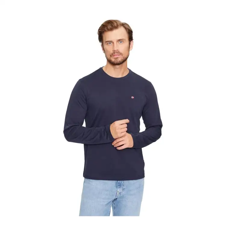 Napapijri NP0A4HN71761 SALIS LS T-Shirt Uomo Girocollo Blu Marine
