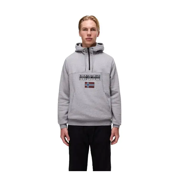 Napapijri NP0A4I5E1601 BURGEE HZH 2.0 Felpa Con Cappuccio Grigio