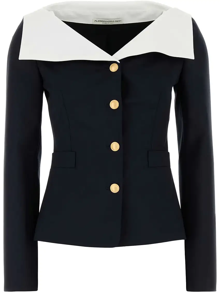 Alessandra RichBlazer in lana stretch blu navy